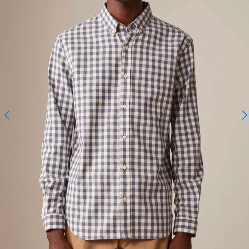 Haggar Button Down Shirt Gray/White Gingham Cotton blend Men/Unisex Sz L